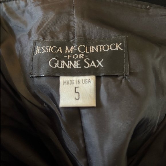 Gunne Sax X Jessica McClintock Black & Gold Strapless Bubble Dress - Picture 2 of 7